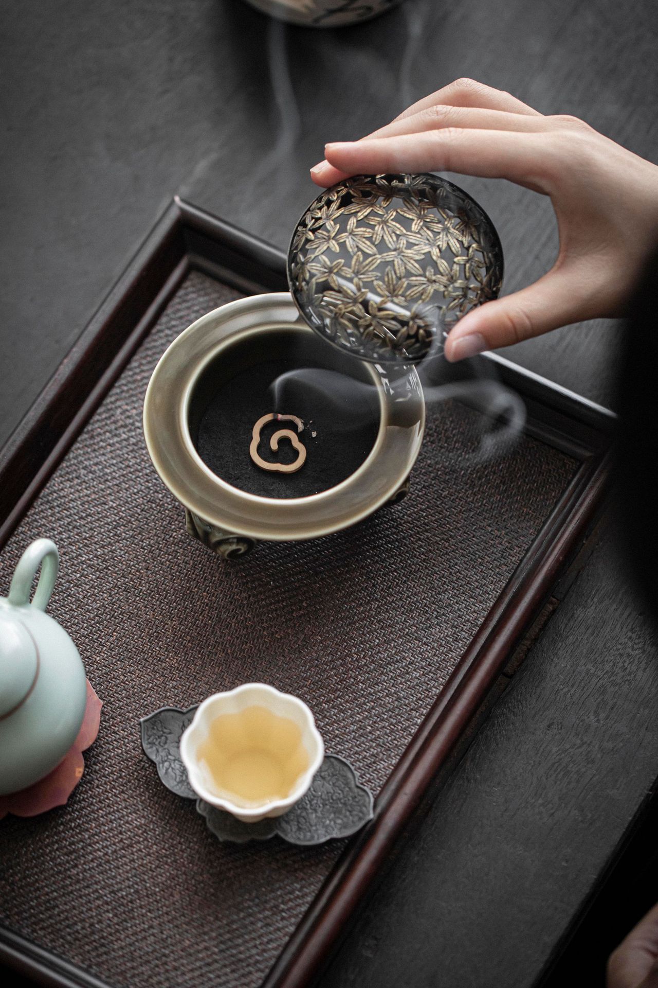 Mise Celadon Incense Burner with Copper Cover