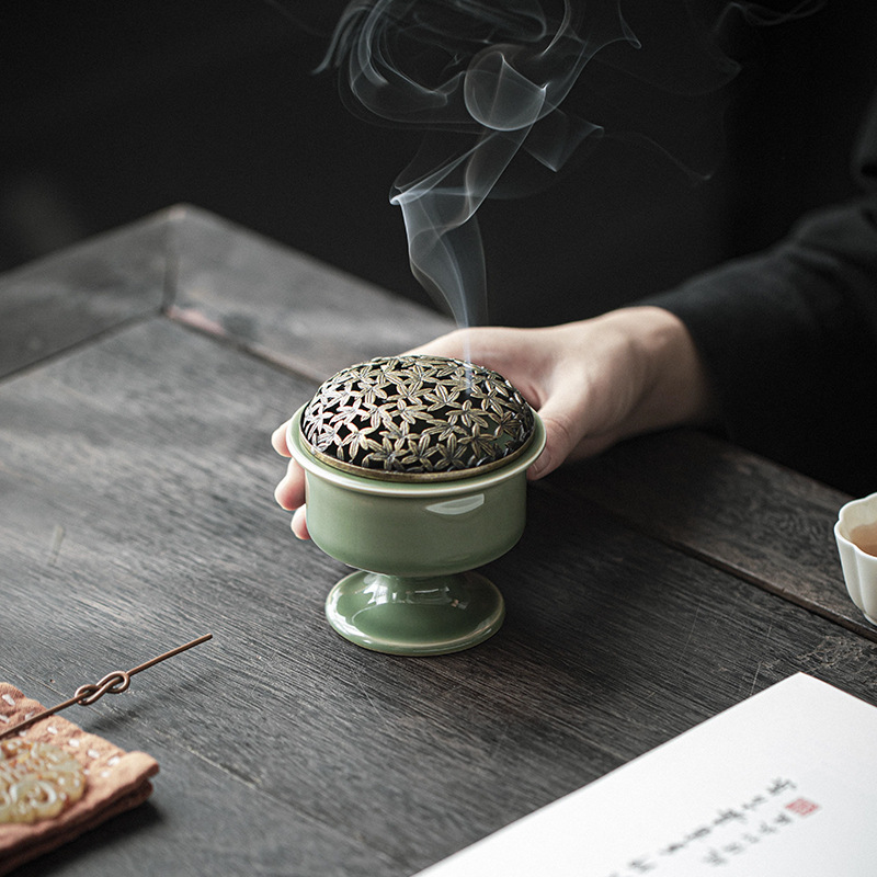 Grail Style Incense Burner with Copper Cover, Portable Size