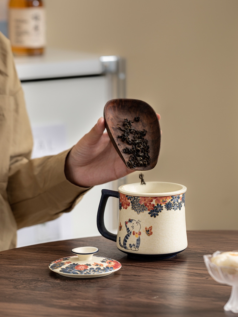 [Copy]White Cat Ceramic Mug with Strainer 320ml