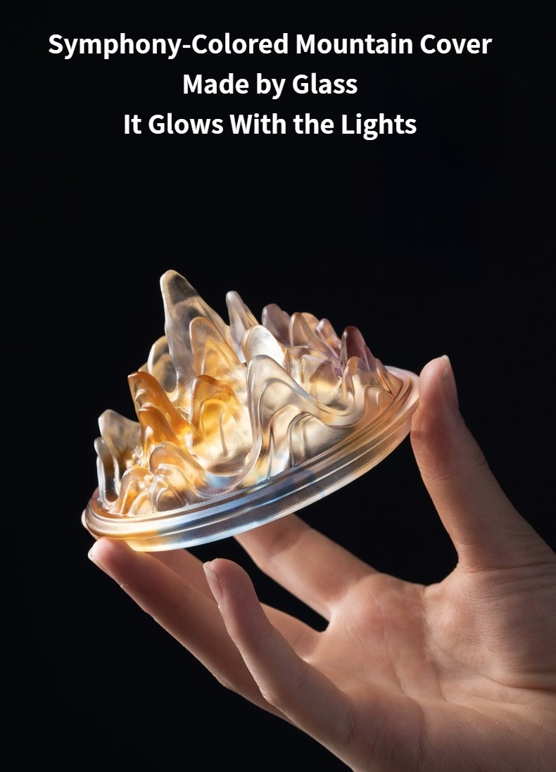 Glowing Moutain Incense Burner, Metal Burner+Glass Cover, Boshan Lu Incense Burner