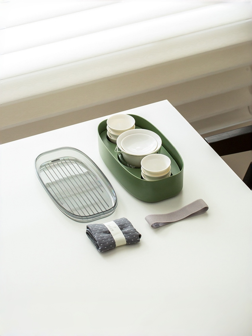 Compact White Porcelain Travel Tea Set 110ml with Multifunctional Case