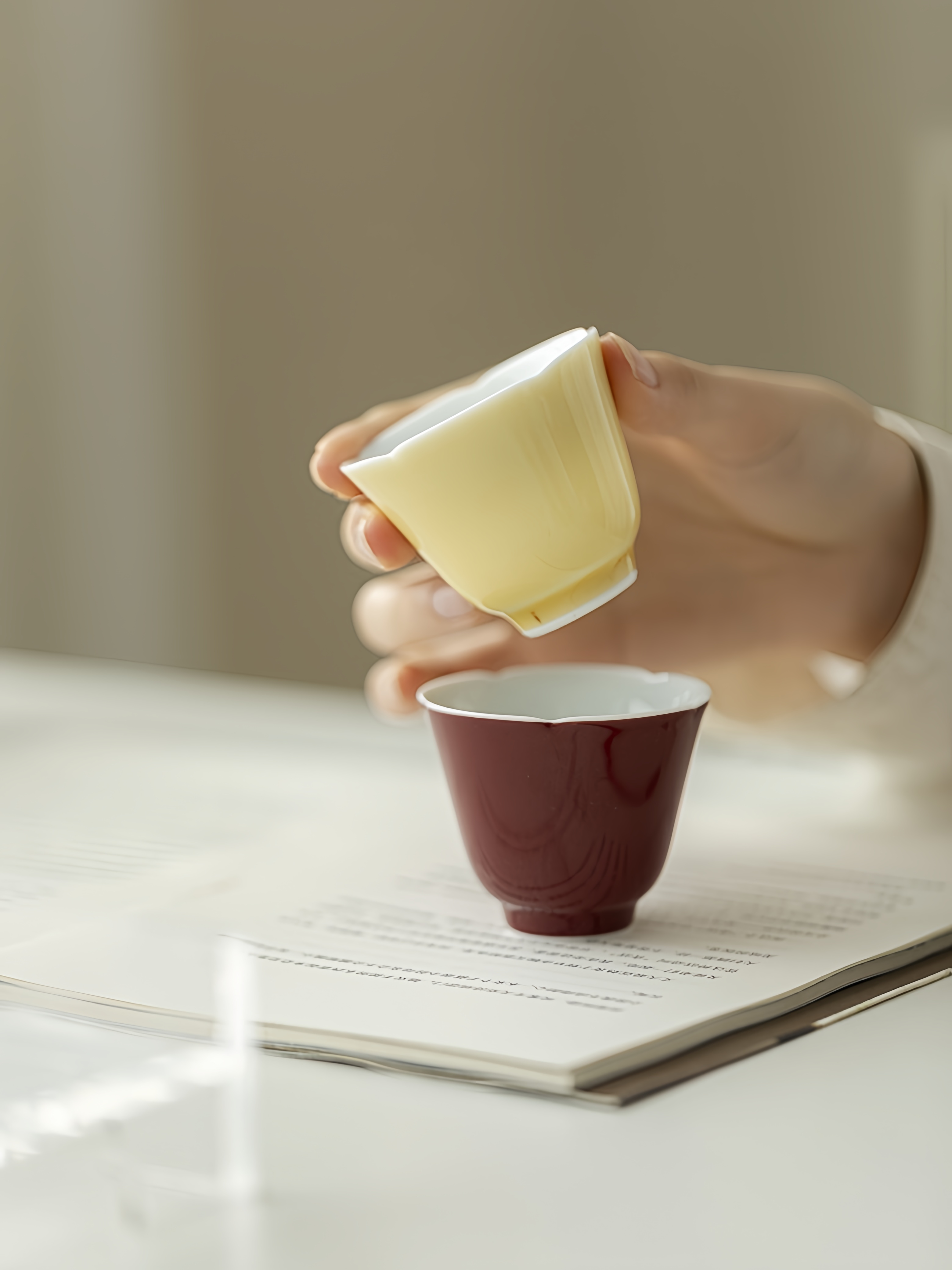 Monochrome Floral Porcelain Tea Cup 50ml, 6 Colors Optional