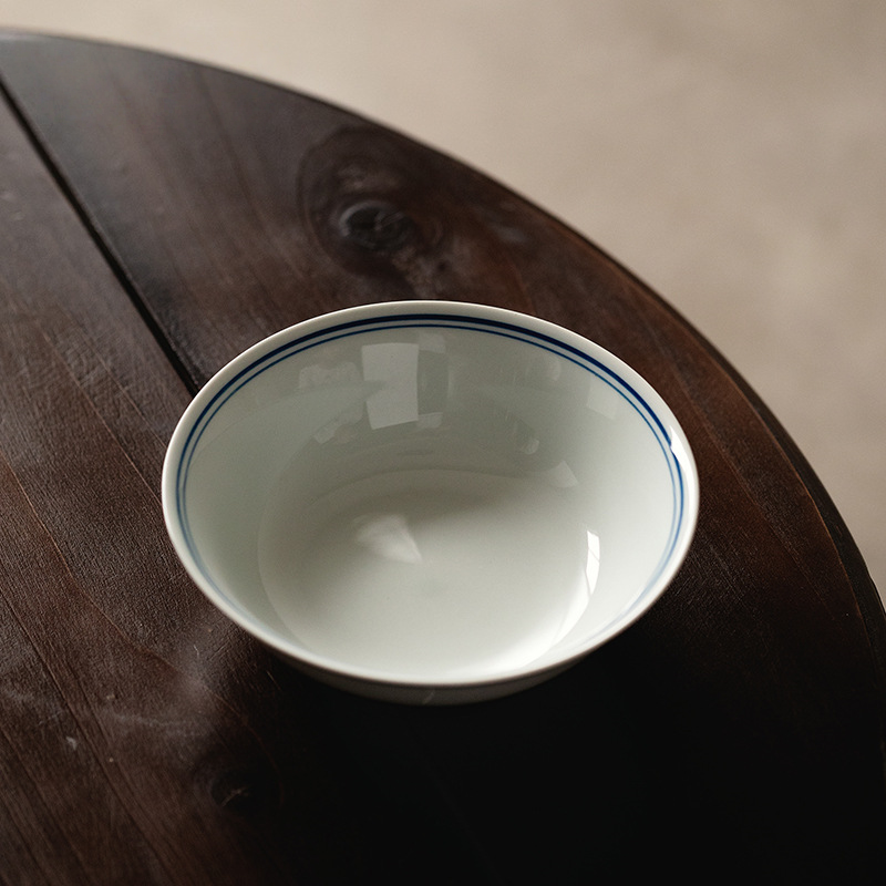 Dual-pinstripe White Porcelain Gaiwan 120ml