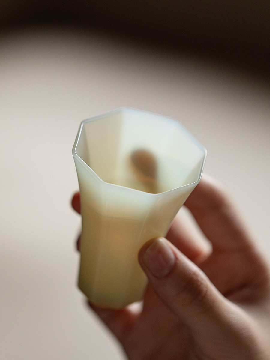 Yellow Jade Octagon Porcelain Cup 40ml