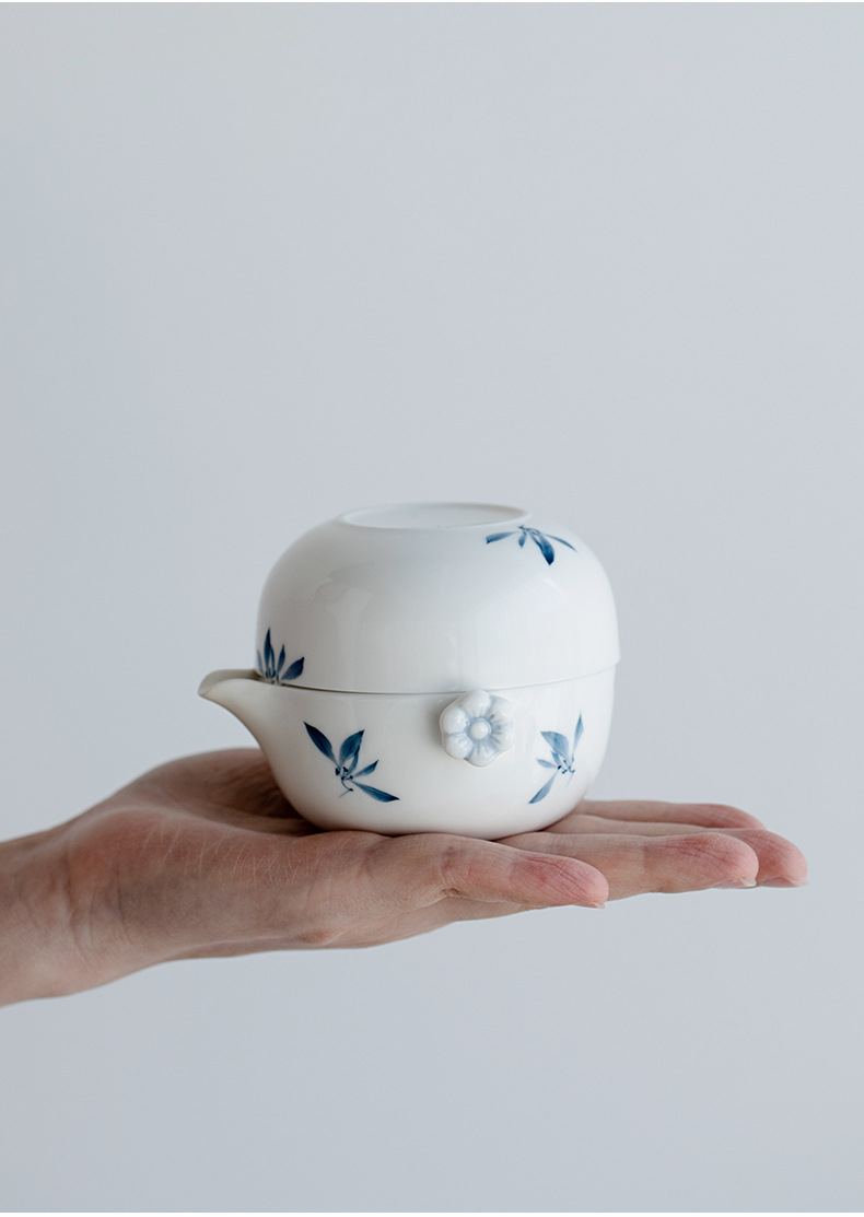 Japanese Style Travel Tea Set, 1 Glass Teapot+1 Ceramic Cup