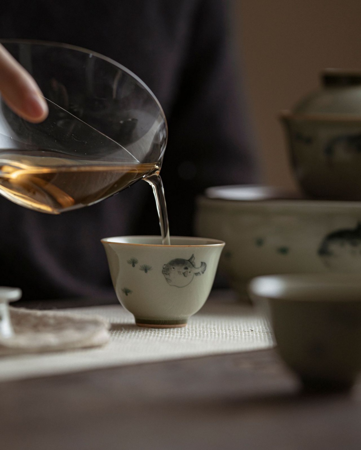 Funny Balloonfish Tea Cup, Porcelain Kungfu Tea Set 60ml