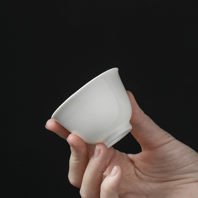 Simple Pure White Tea Cup*4pcs, ChineseGongfu Tea Cups Set 50ml