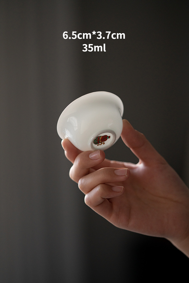 Sweet Pure White Tea Cups Set*4pcs, ChineseGongfu Tea Cup 35ml