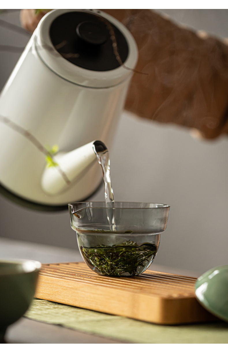 Marble Green Travel Tea Set, 1 Glass Teapot+ 1Ceramic Cup