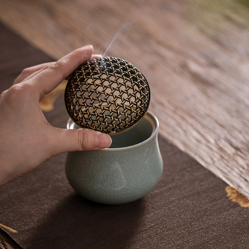 Begonia Incense Burner with Brass Cover