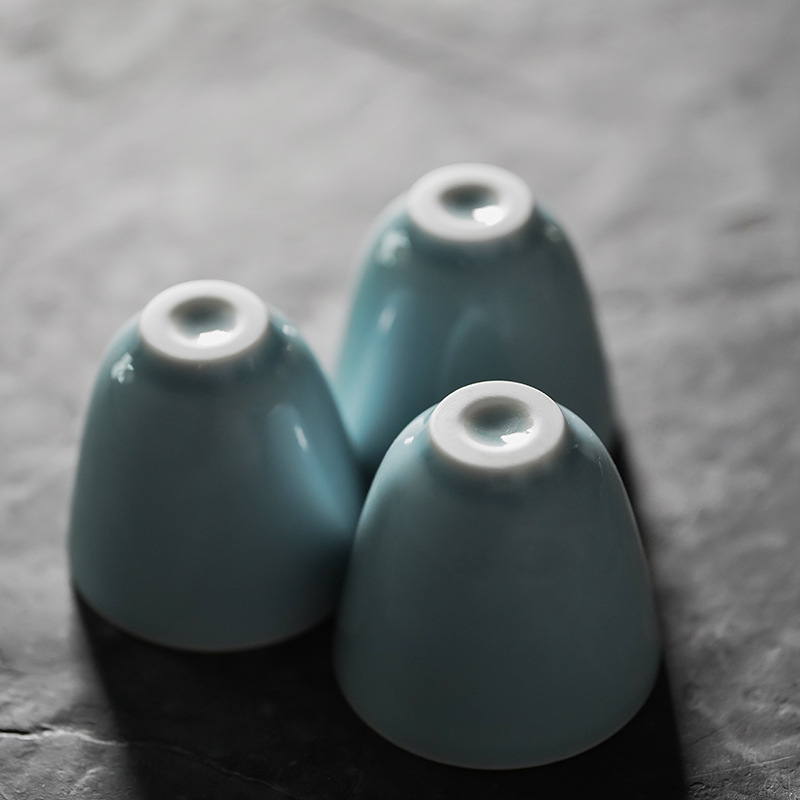 Sky Blue Tea Cups Set*4Pcs, Chinese Gongfu Tea Cups Set 50ml