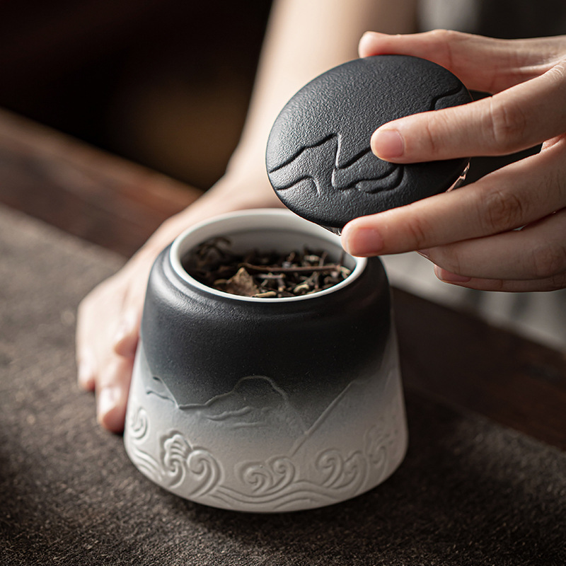 Japanese Style Ceramic Tea/Coffee Container Cans Canister, Tea Leaf Storage Sugar Canister