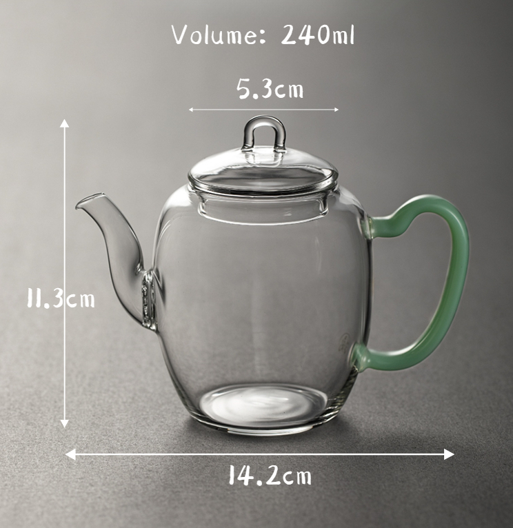  Glass Teapot with Jade Green Handle 240ml
