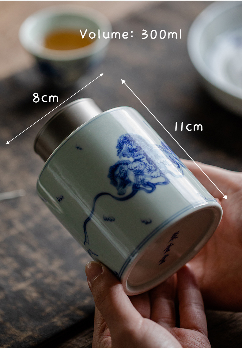 Porcelain Tea Caddy 300ml, 9 Styles Optional