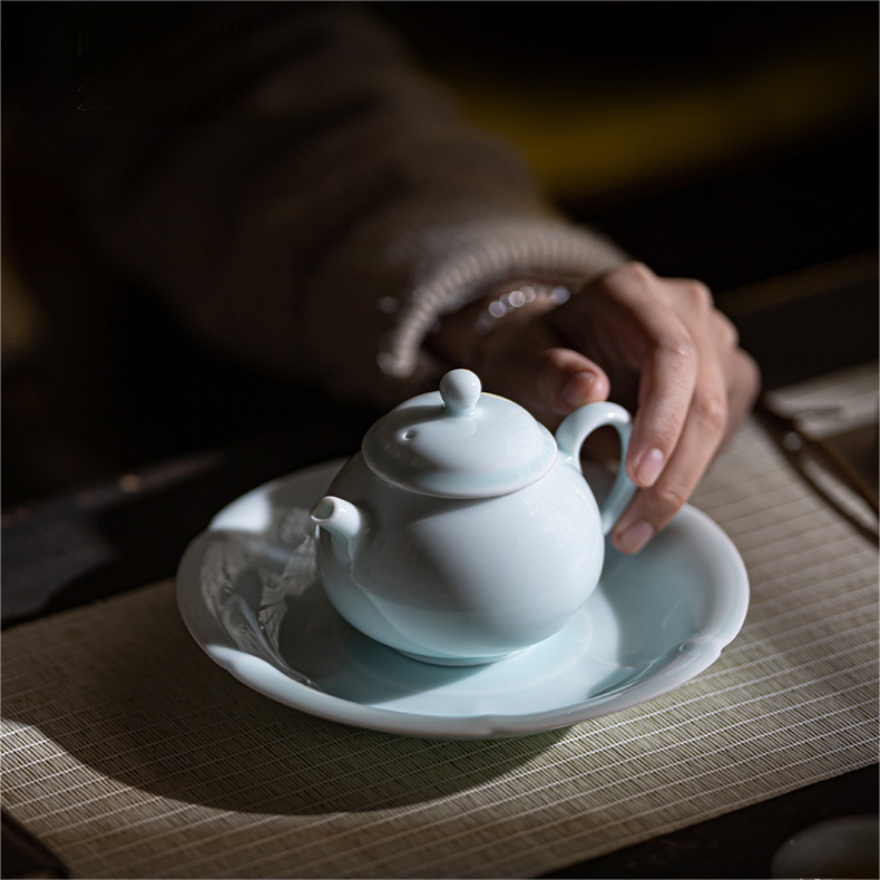 Shadow Blue Porcelain Saucer For Teapots