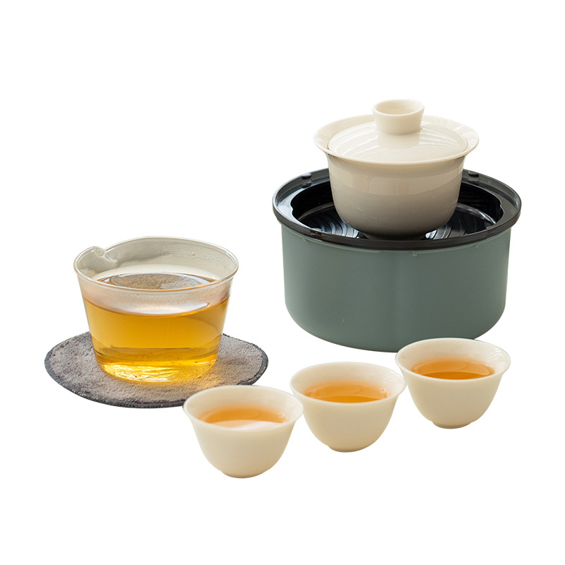 White Porcelain Travel Tea Set