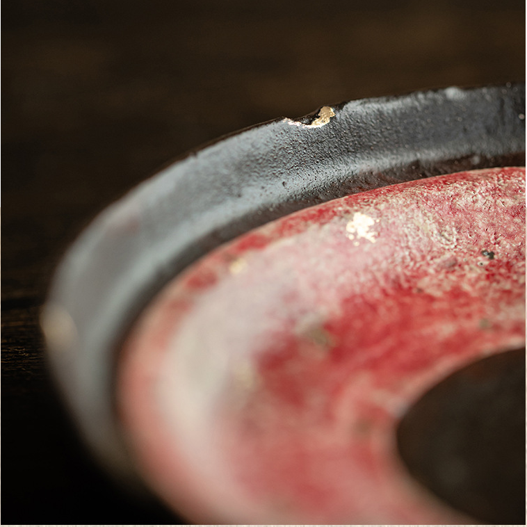 Japanese Style Red Stoneware Saucer For Teapots