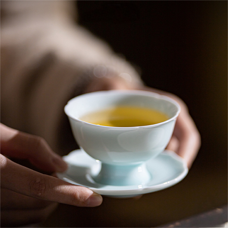 Shadow Blue Porcelain Tea Cup with Saucer 75ml
