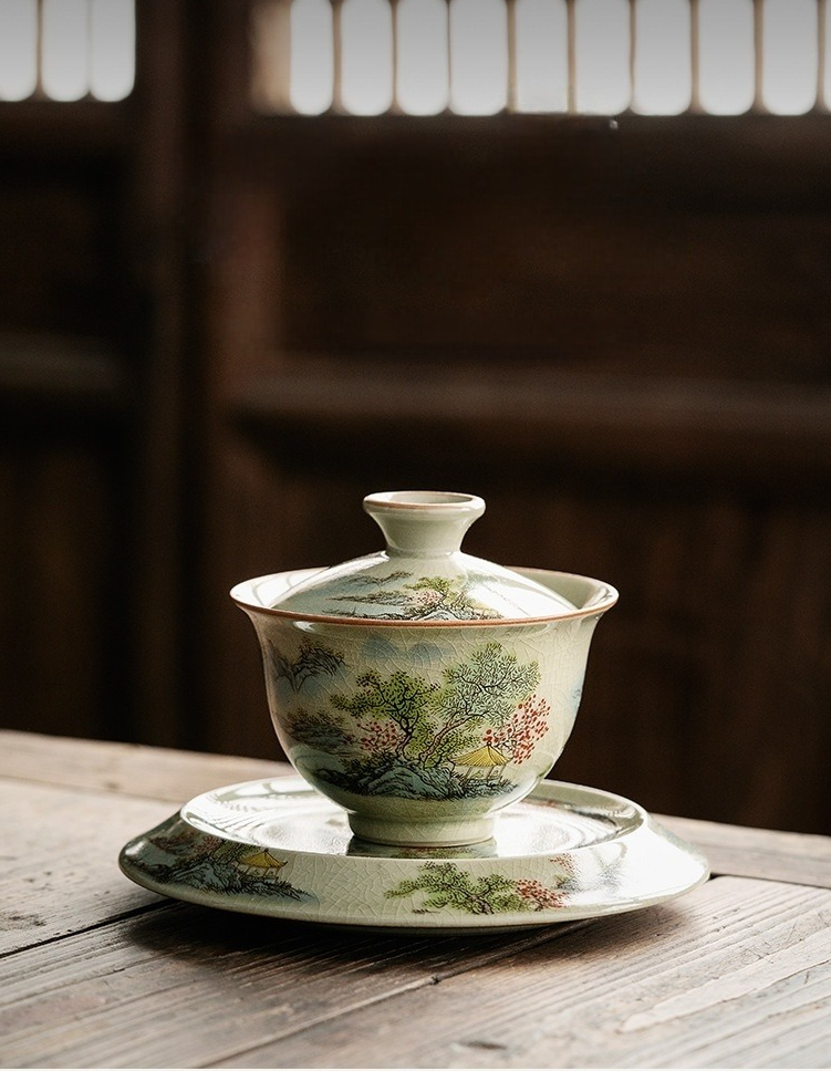Spring Landscape Gaiwan with Sacuer 160ml