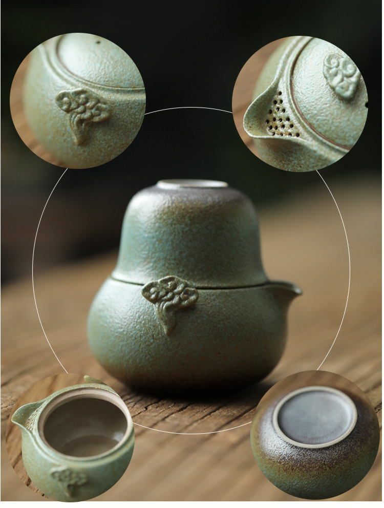 Lucky Cloud Ceramic Travel Tea Set, 1 Teapot+2 Cups