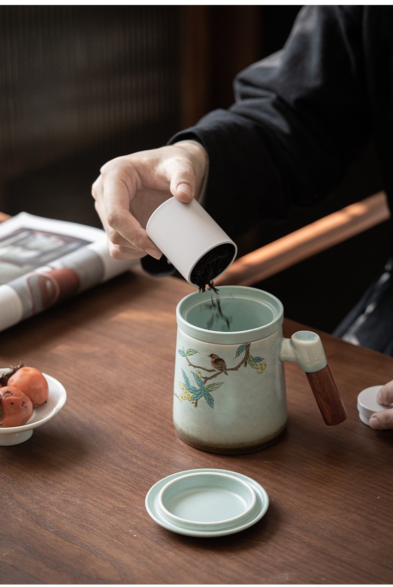 Tea Mug with Lid and Infuser 380ml, 5 Patterns Optional