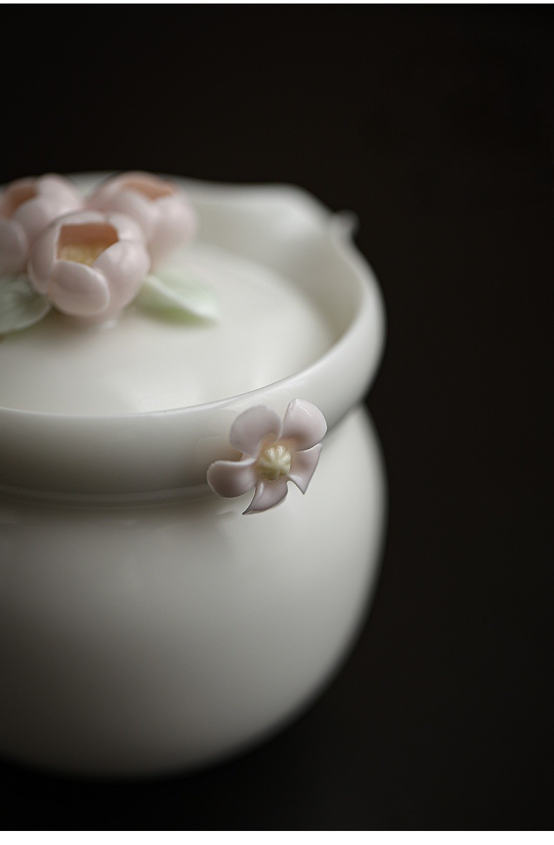 Pink Flower Travel Tea Set with Case, 1 Teapot+2 Cups 140ml