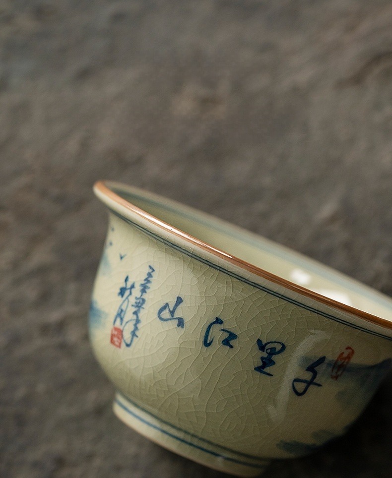 Blue and White Landscape Tea Cup, Chinese Kung Fu Tea Cup 120ml