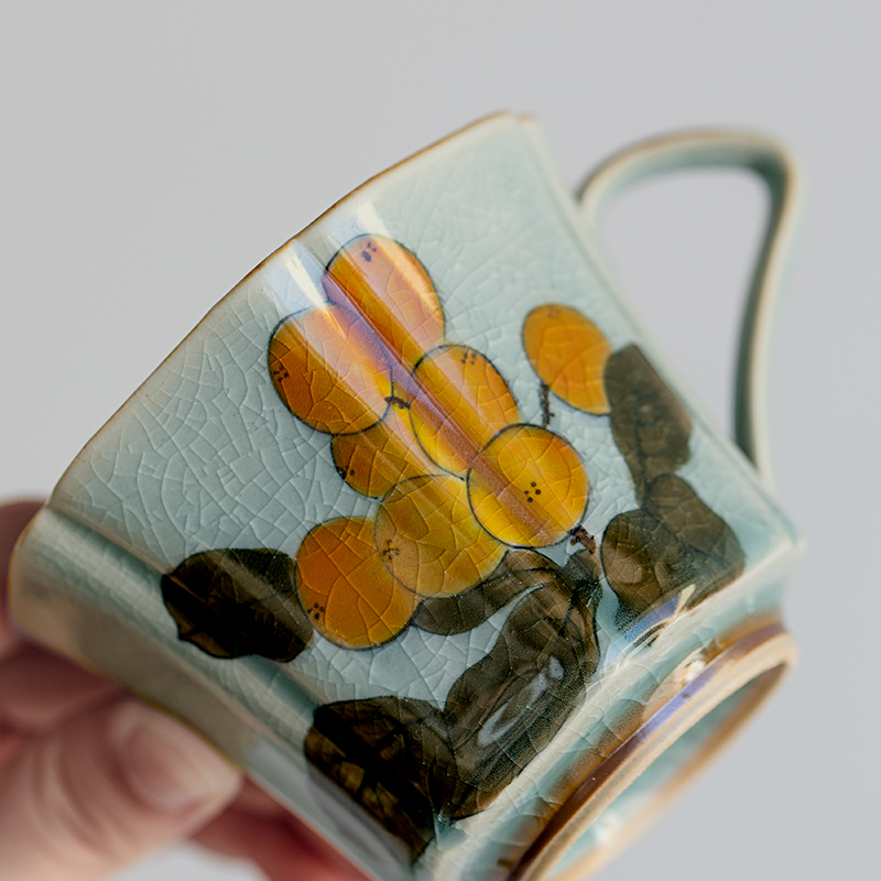 Flower Pattern Mug 180ml, Ice Crackle Porcelain Tea Cup Cappuccino Mug