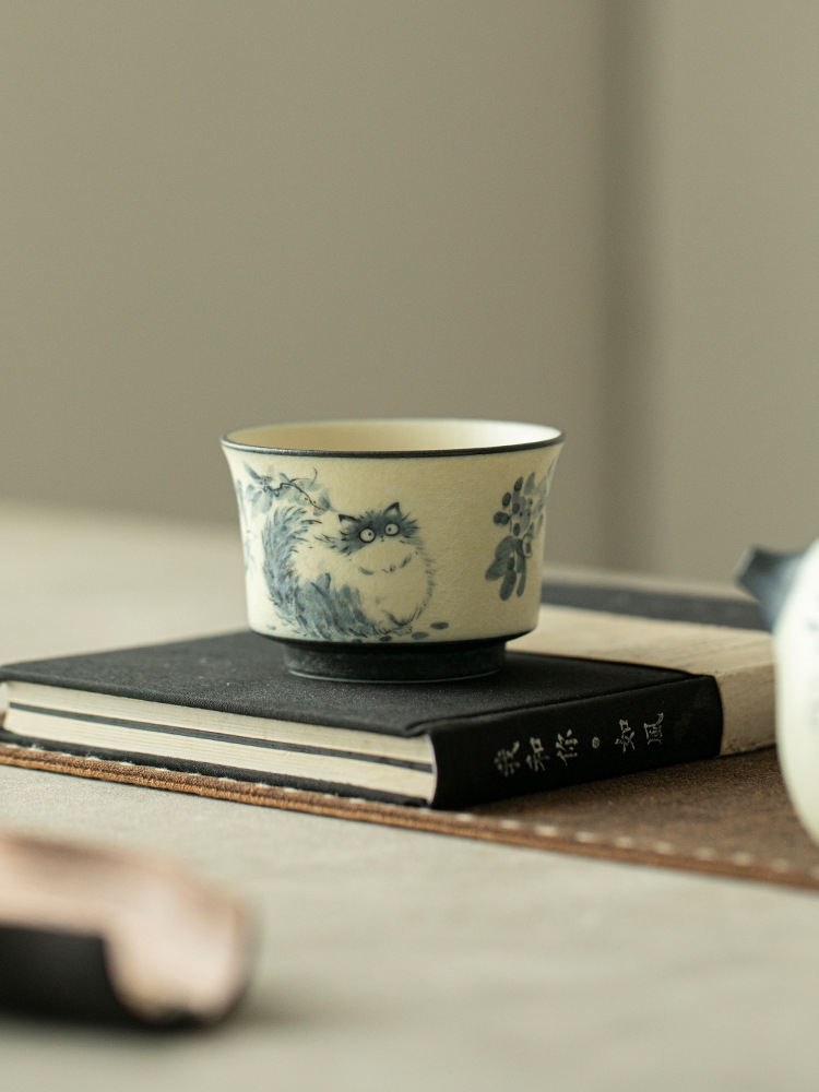 Blue Cat Ceramic Tea Cup 100ml