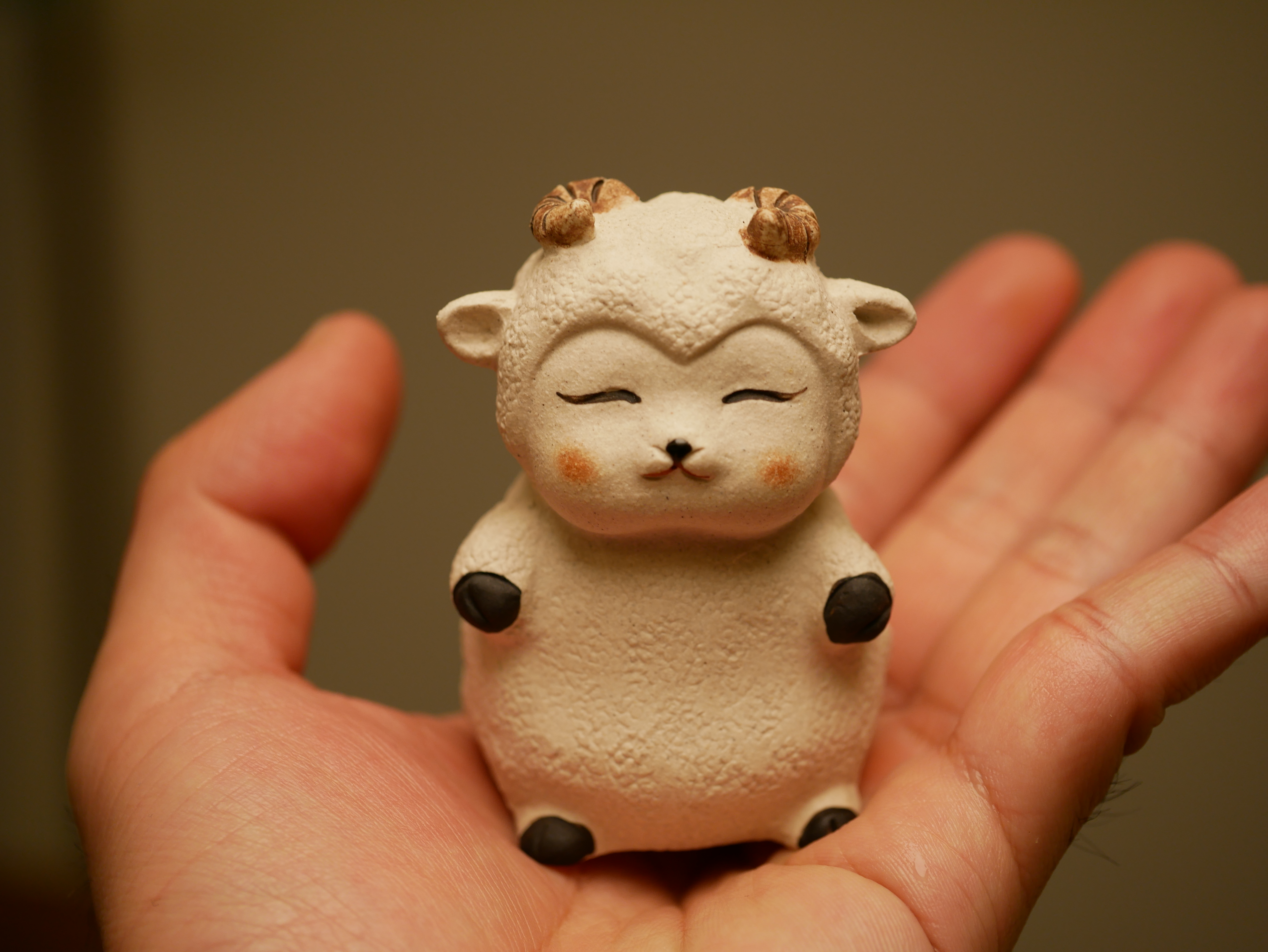 Soft Sheep Figurine, Ceramic Sheep Tea Pet