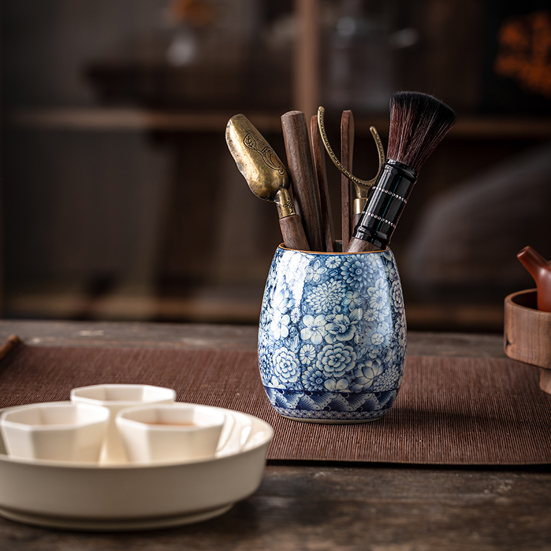 Myriad of Flowers Tea Ceremony Tool Kit, Kung Fu Tea Accessories Set with Container