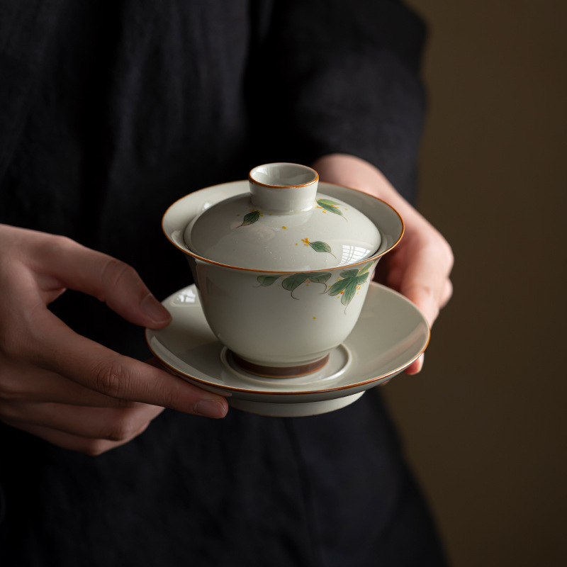 Cute Sweet Gaiwan with Saucer 130ml, Osmanthus/Wisteria/Cherry