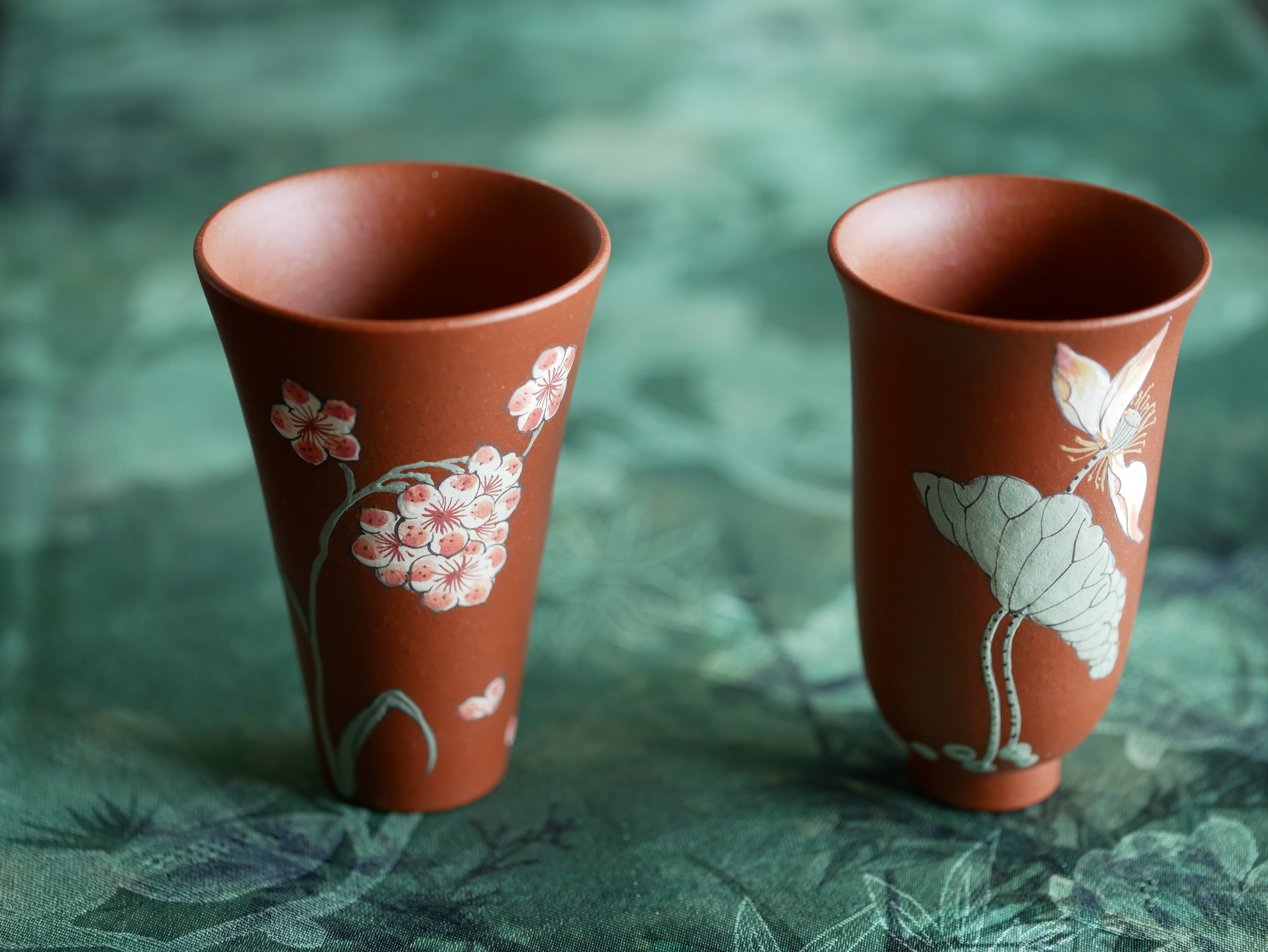 Handpaint Flower Purple Clay Tea Cup