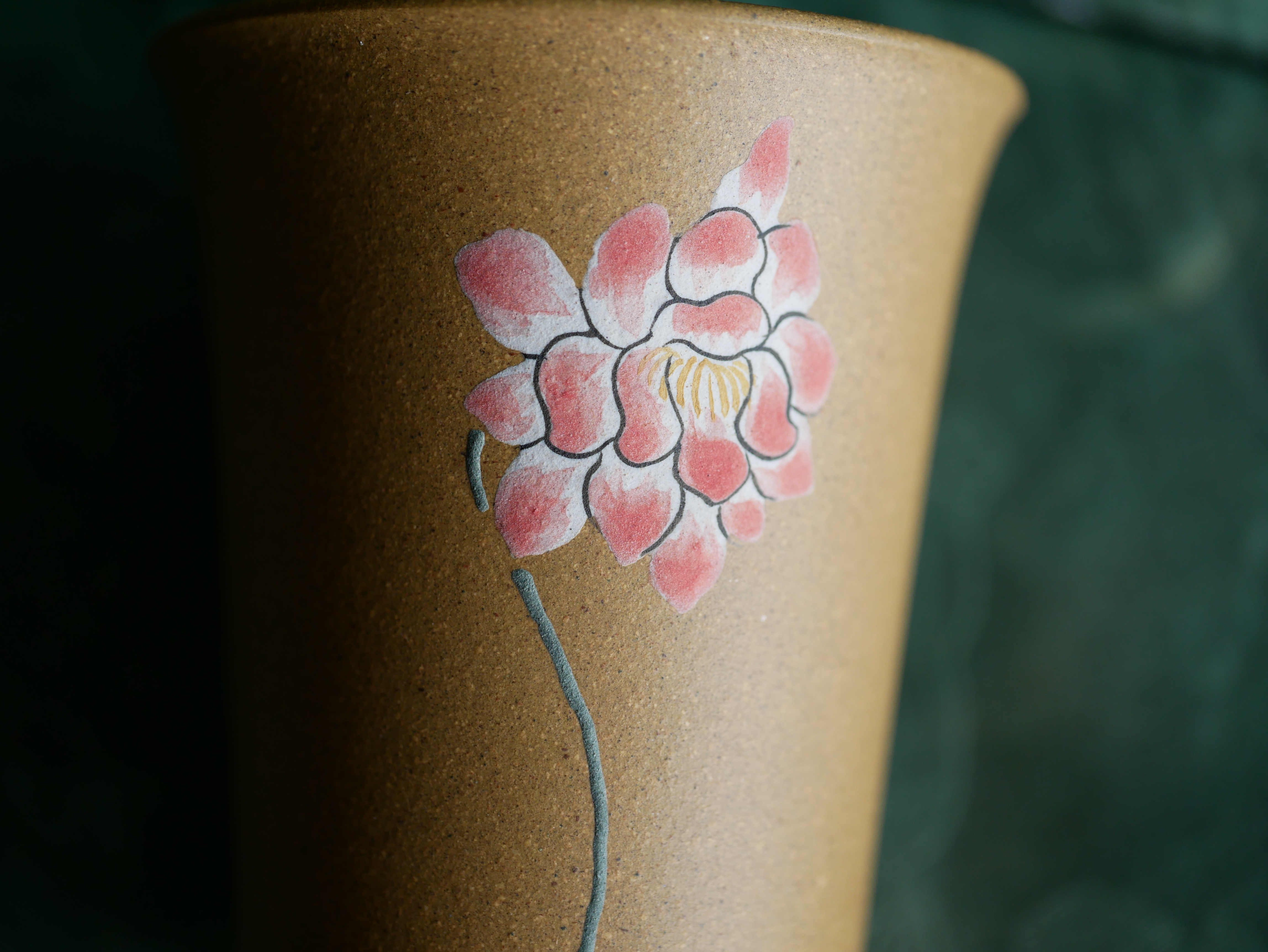 Handpaint Flower Purple Clay Tea Cup