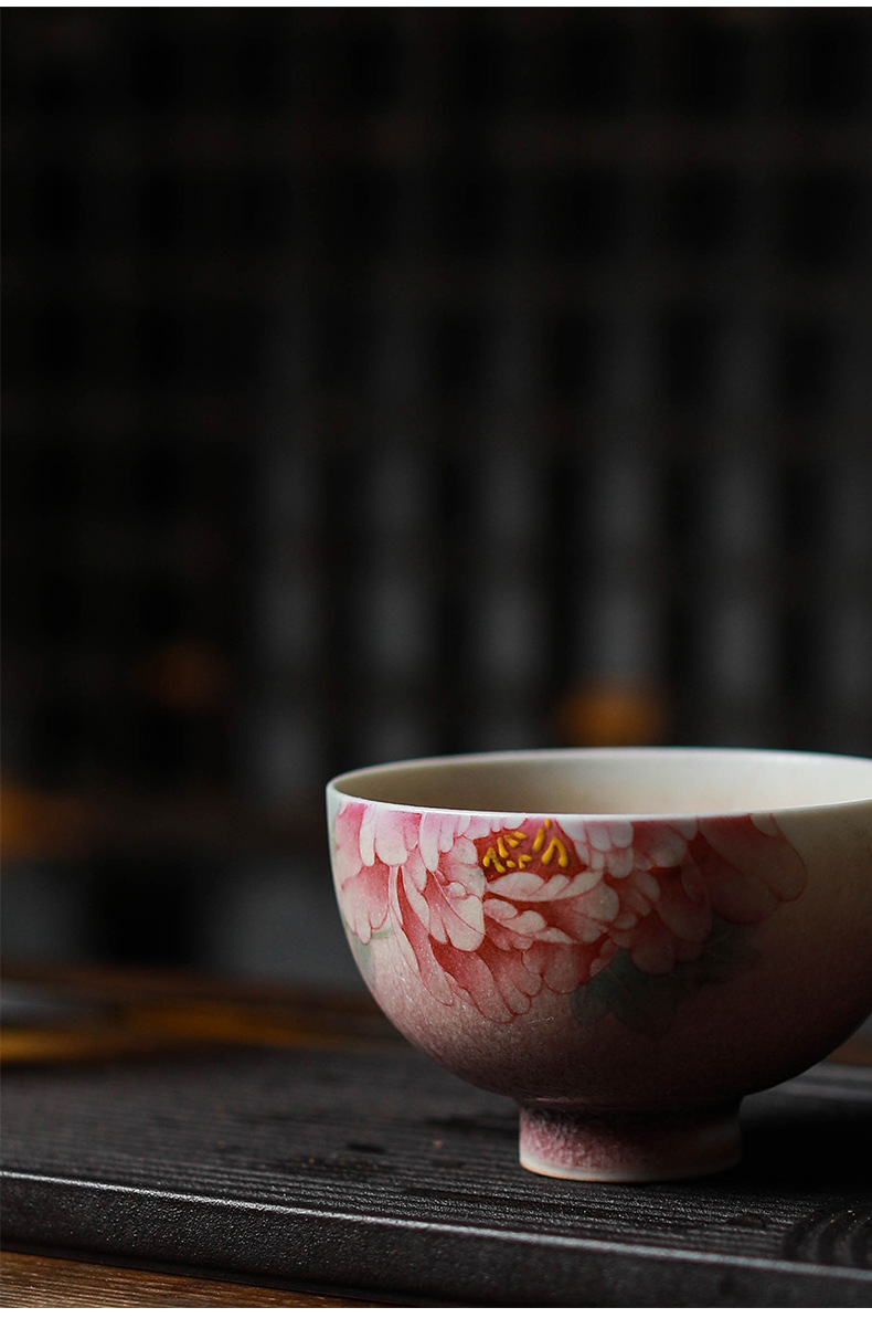 Premium Blossom Peony Porcelain Tea Cup 100ml