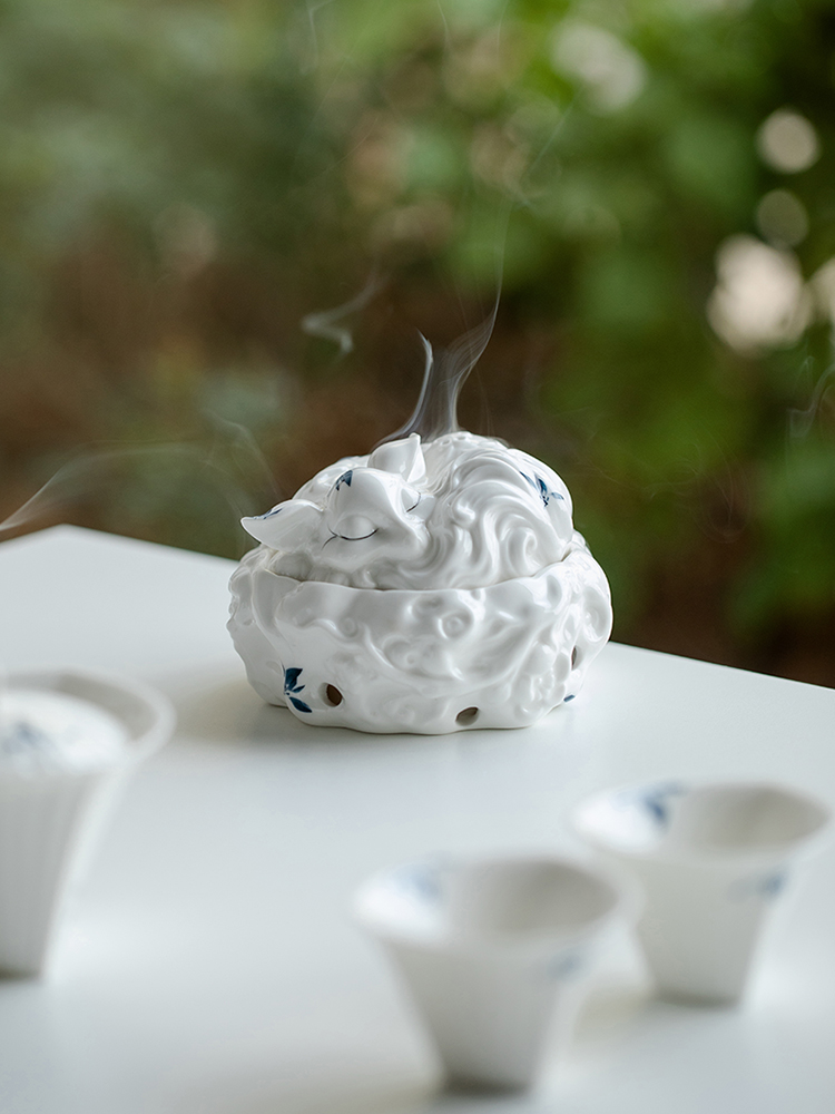 White Fox Porcelain Incense Burner