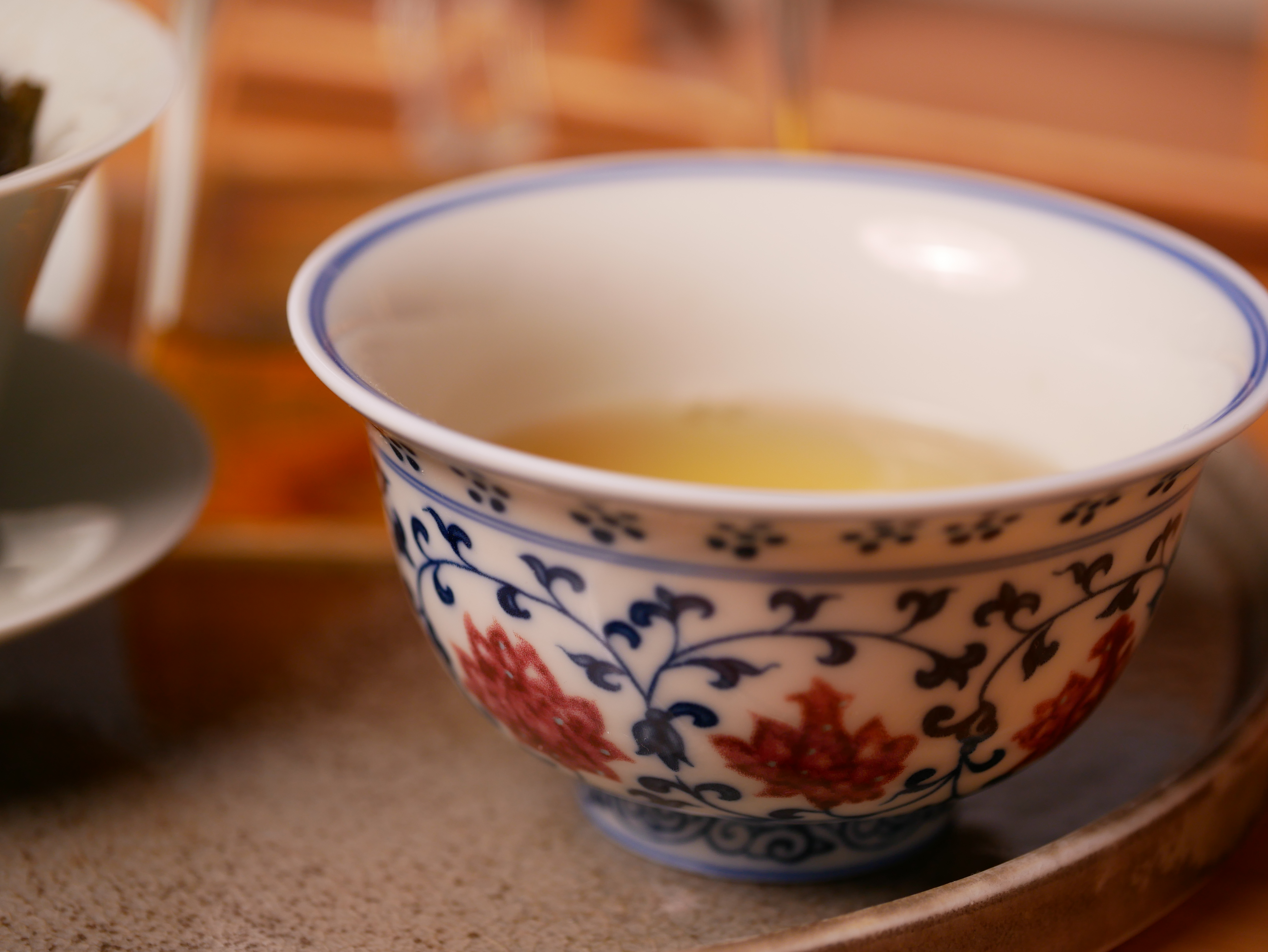 Porcelain Kungfu Tea Cup, Retro of Ming Dynasty Yongle Style, Underglaze Red and Blue, Press-Hand Cup 100ml