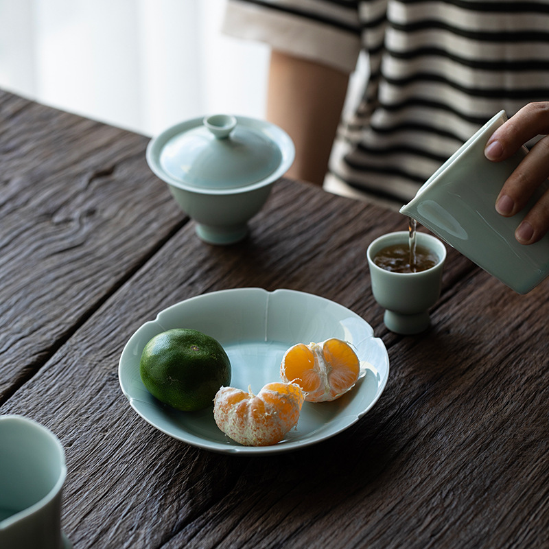 Lake Cyan/Lime White Porcelain Saucer 