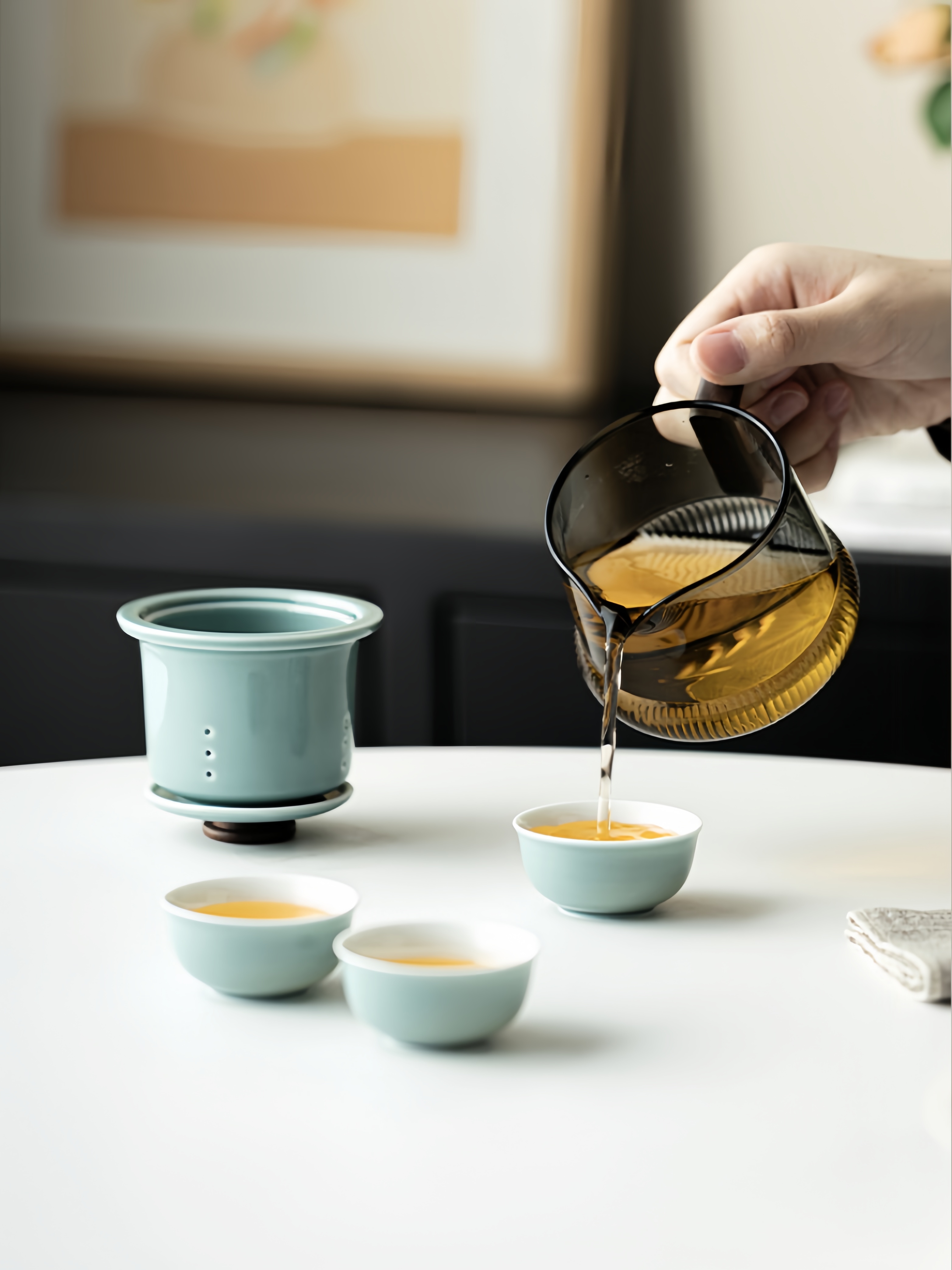 Modern Style Travel Tea Set 250ml, Teapot with infuser+3 Cups