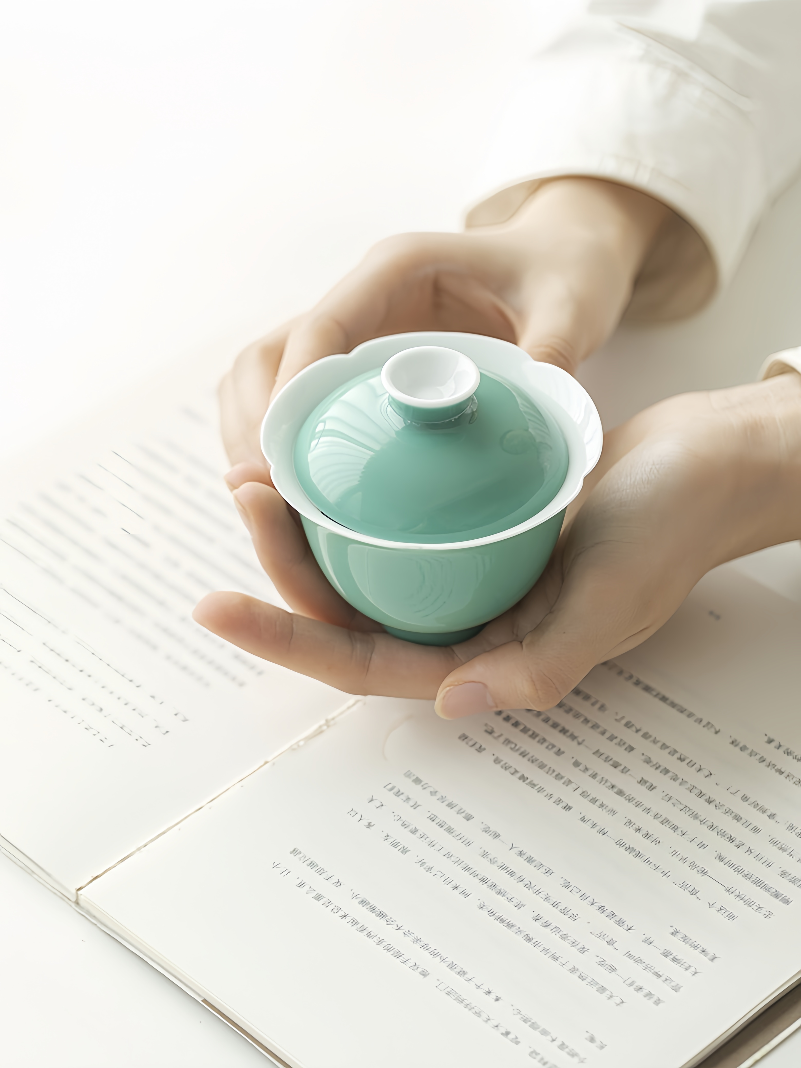 Monochrome Floral Porcelain Gaiwan 140ml, 6 Colors Optional