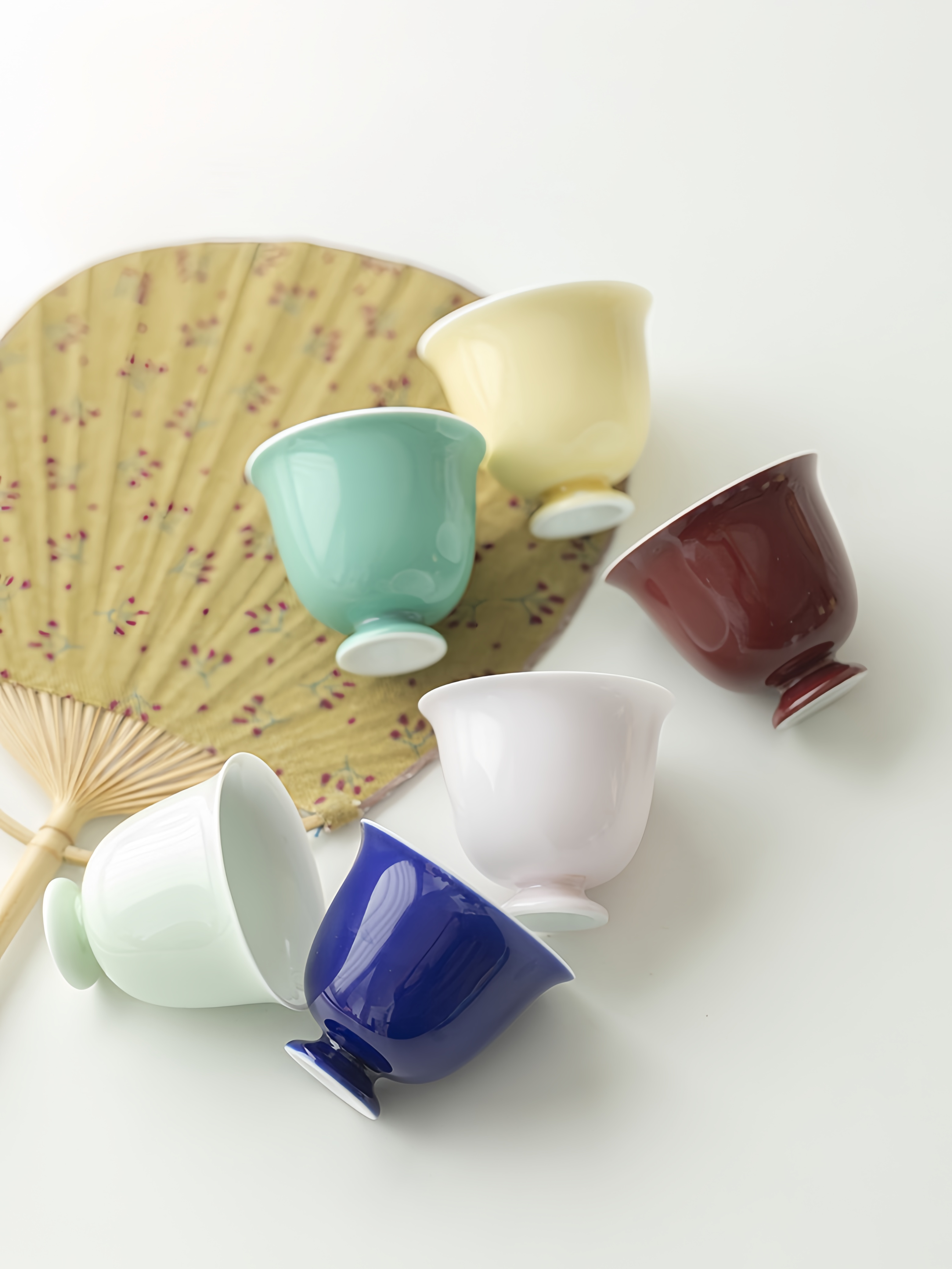 Monochrome Floral Porcelain Tea Cup 60ml, 6 Colors Optional