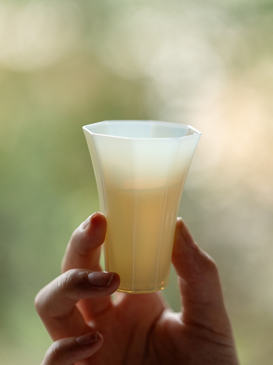 Yellow Jade Octagon Porcelain Cup 40ml