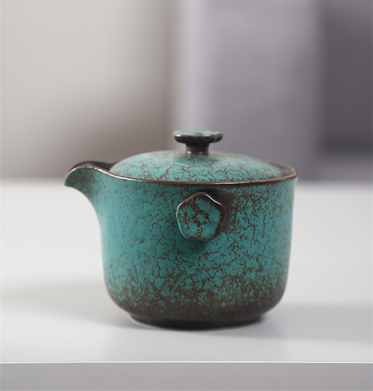 Bronze Green Ceramic Travel Tea Set, 1 Teapot+4 Cups