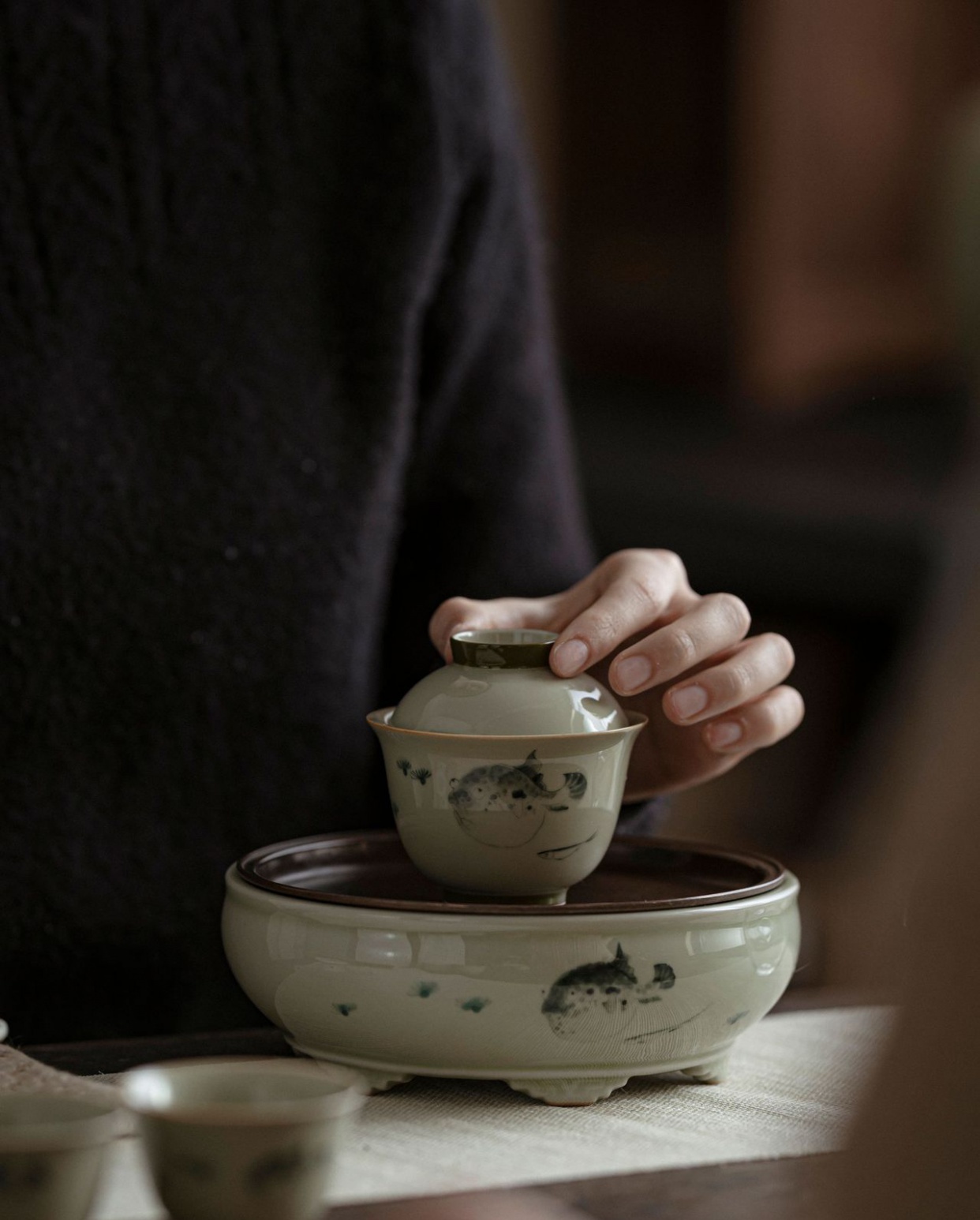 Funny Balloonfish Tea Cup, Porcelain Kungfu Tea Set 60ml