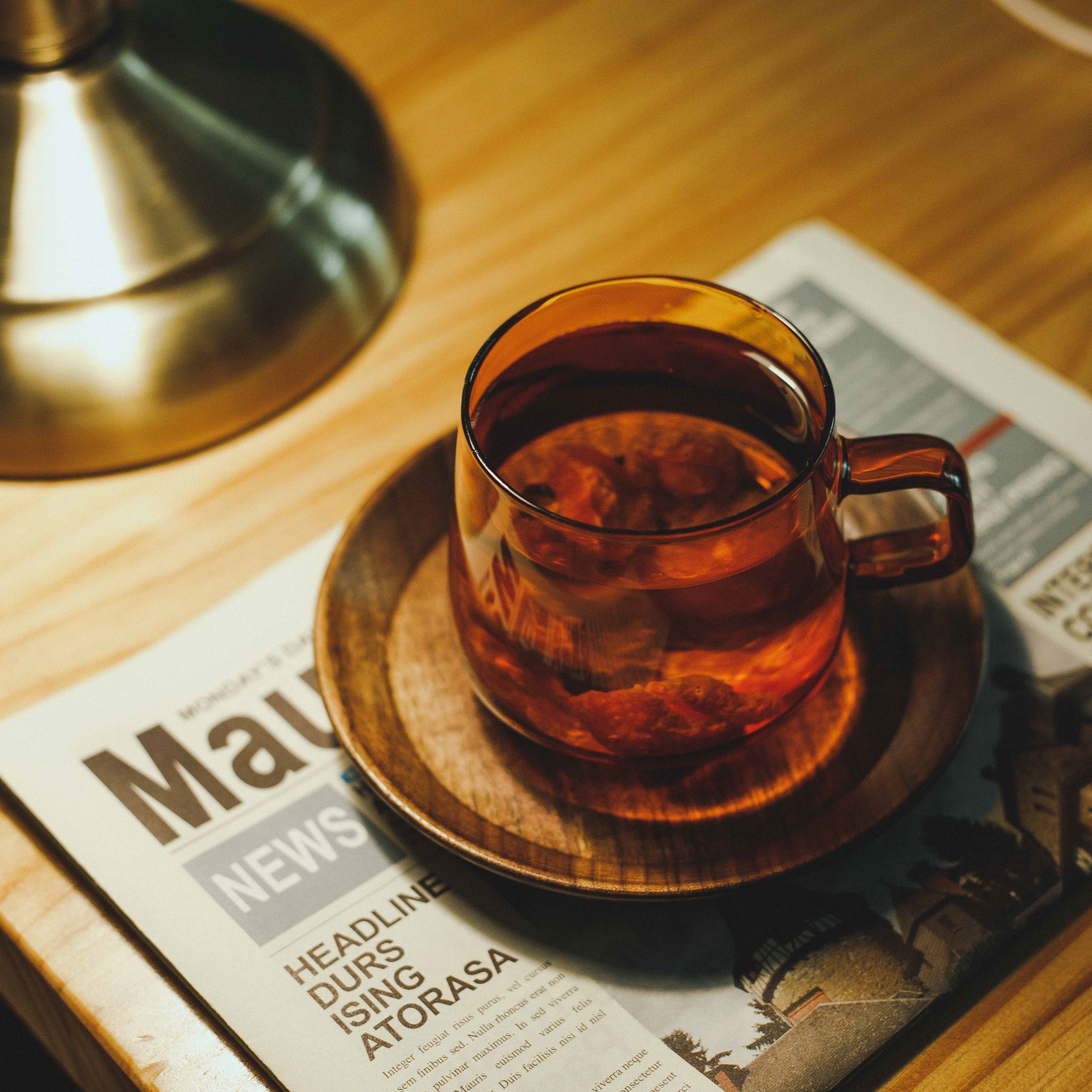 Amber Orange Glass Mug 340ml