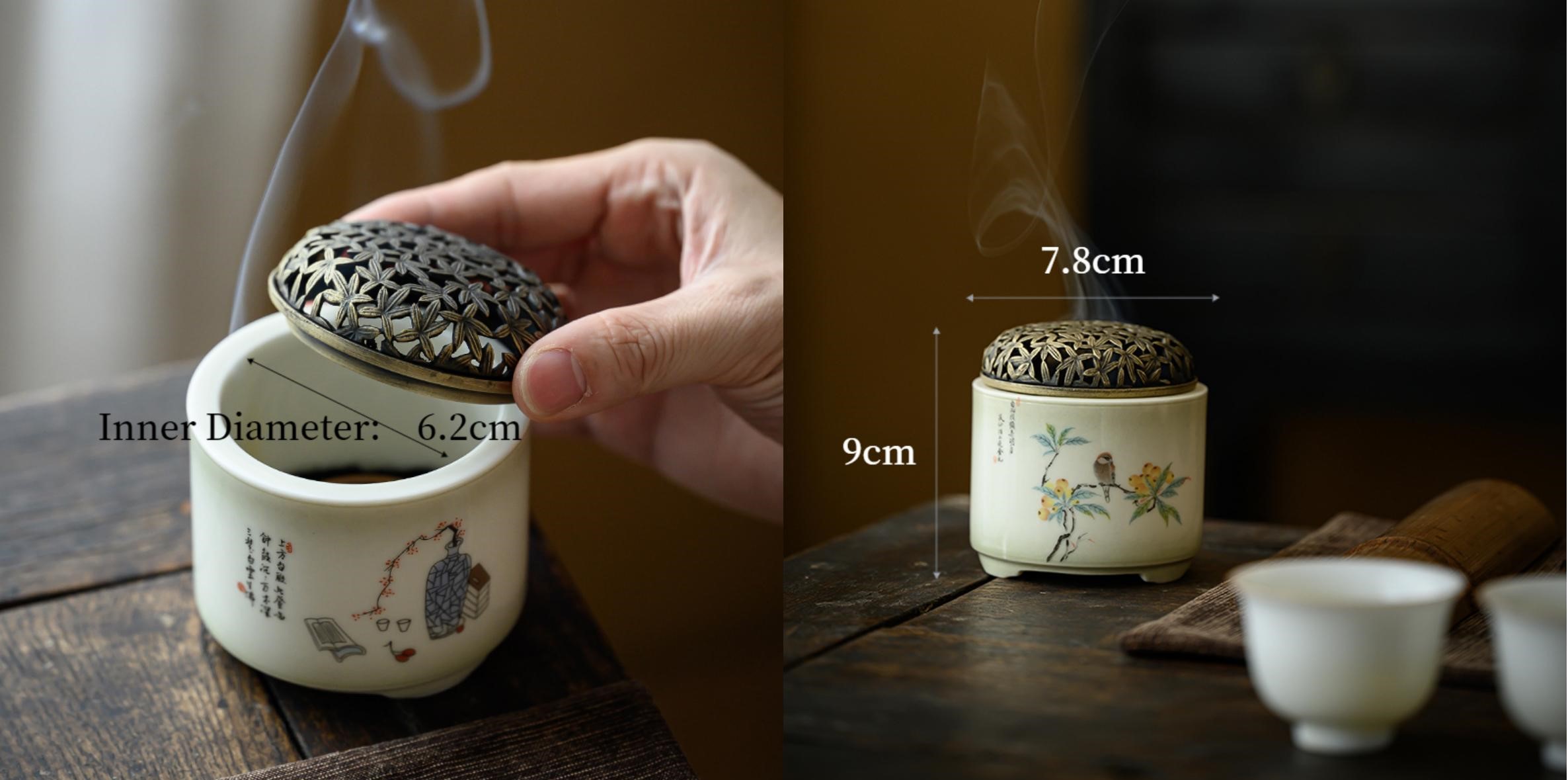 Ceramic Incense Burner with Brass Cover 6 Patterns Available
