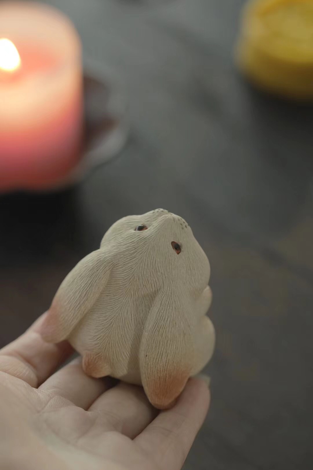 Moon Rabbit Figurine, Handmade Ceramic Tea Pet, Made of Yixing Zisha Clay