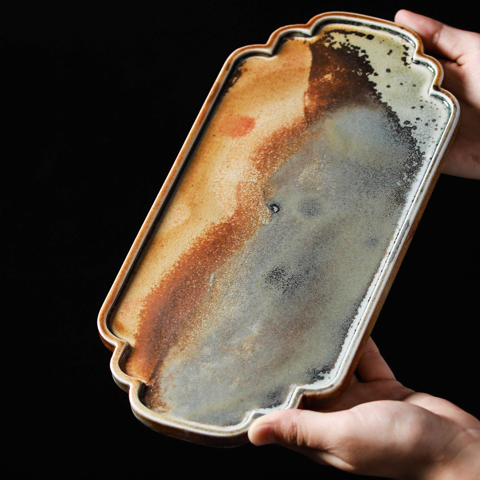 Mars Surface Tea Tray, Kungfu Tea Serving Tray, Ceramic Chinese Teaware