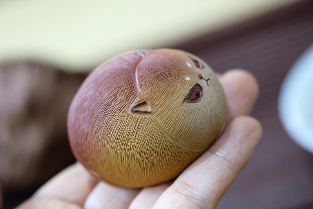 Grumpy Cat Figurine, Handmade Ceramic Tea Pet, Made of Yixing Zisha Clay