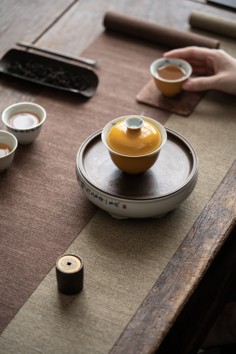 Yellow Gaiwan with Bamboo Deco 150ml